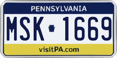 PA license plate MSK1669