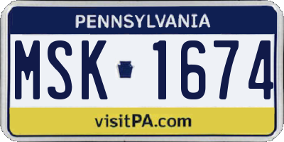 PA license plate MSK1674