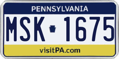 PA license plate MSK1675