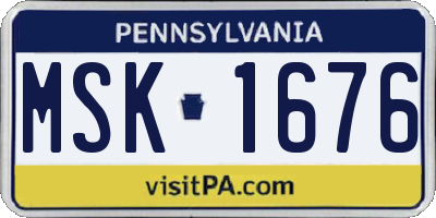 PA license plate MSK1676