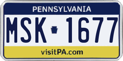 PA license plate MSK1677