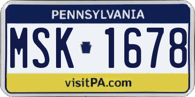 PA license plate MSK1678