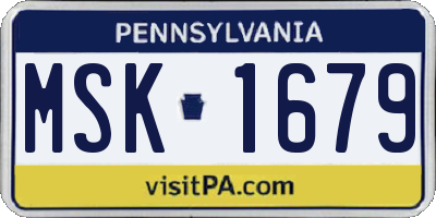 PA license plate MSK1679