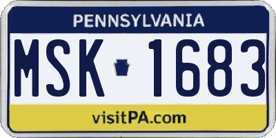 PA license plate MSK1683