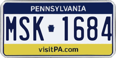 PA license plate MSK1684