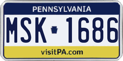 PA license plate MSK1686
