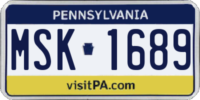 PA license plate MSK1689