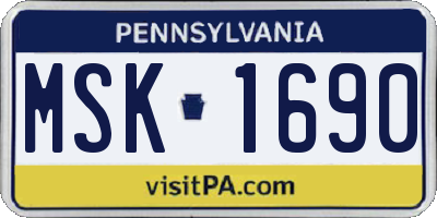 PA license plate MSK1690