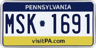 PA license plate MSK1691
