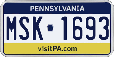 PA license plate MSK1693