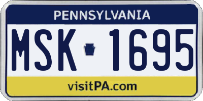 PA license plate MSK1695