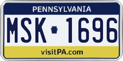 PA license plate MSK1696