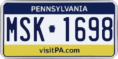 PA license plate MSK1698