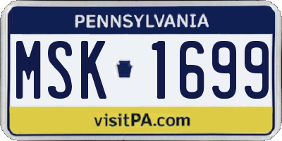PA license plate MSK1699