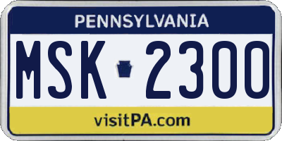 PA license plate MSK2300