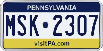 PA license plate MSK2307