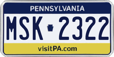 PA license plate MSK2322