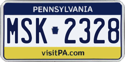 PA license plate MSK2328