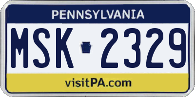PA license plate MSK2329
