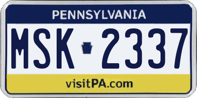 PA license plate MSK2337