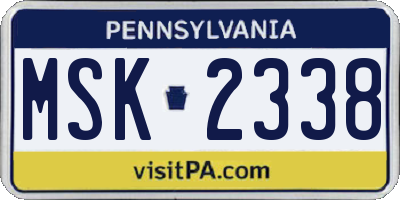 PA license plate MSK2338
