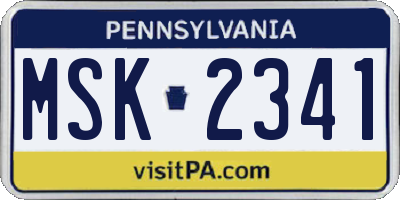 PA license plate MSK2341