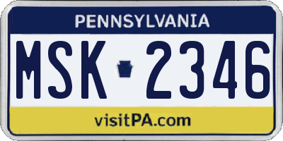 PA license plate MSK2346