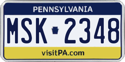 PA license plate MSK2348
