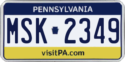 PA license plate MSK2349