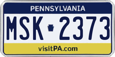 PA license plate MSK2373