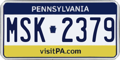 PA license plate MSK2379