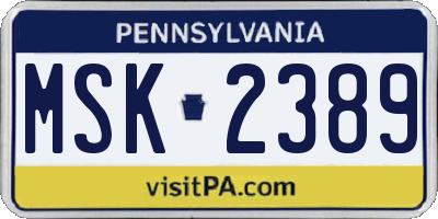 PA license plate MSK2389