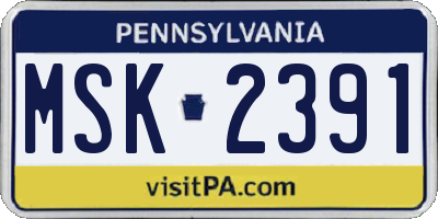 PA license plate MSK2391
