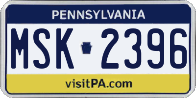 PA license plate MSK2396