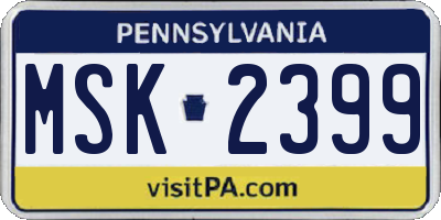 PA license plate MSK2399