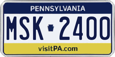 PA license plate MSK2400
