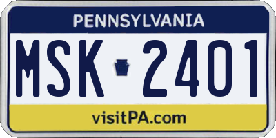 PA license plate MSK2401