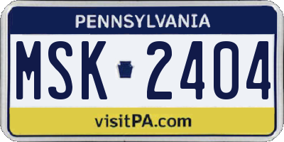 PA license plate MSK2404