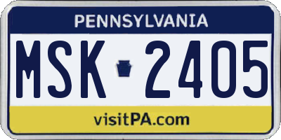 PA license plate MSK2405