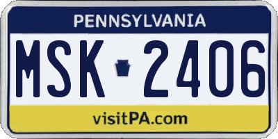 PA license plate MSK2406