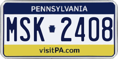 PA license plate MSK2408