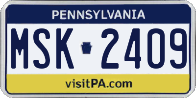 PA license plate MSK2409