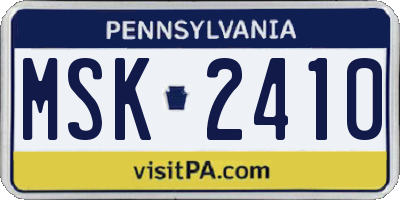 PA license plate MSK2410