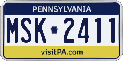 PA license plate MSK2411