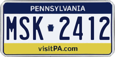 PA license plate MSK2412