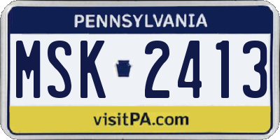 PA license plate MSK2413