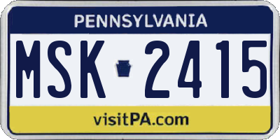 PA license plate MSK2415