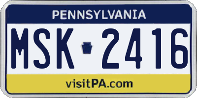 PA license plate MSK2416
