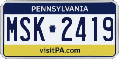 PA license plate MSK2419