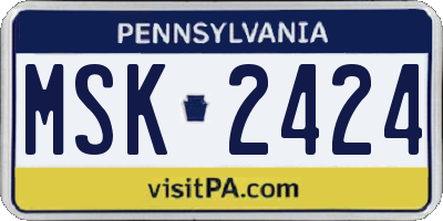 PA license plate MSK2424